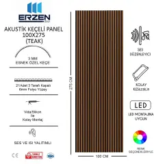 Teak Vestiyer TV Ünitesi Akustik Panel Mdf 100x275