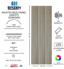 Sonoma Vestiyer TV Ünitesi Akustik Panel Mdf 100x275