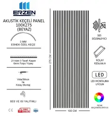 Beyaz Vestiyer TV Ünitesi Akustik Panel Mdf 100x275